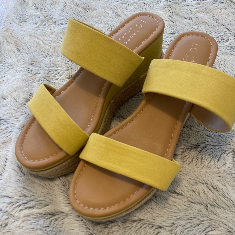 LC Lauren Conrad yellow wedges!!!